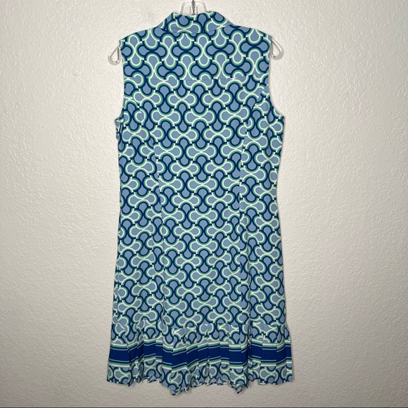 NWOT C Wonder Sleeveless Golf Dress Size 10 Blue Pleat Trim Summer Country Club - Picture 5 of 8
